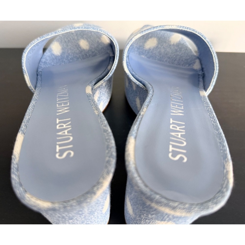 NWB Stuart Weitzman Squarehigh Platform 95 Slide Ocelot Denim Sandals 8.5 39 - Picture 5 of 15